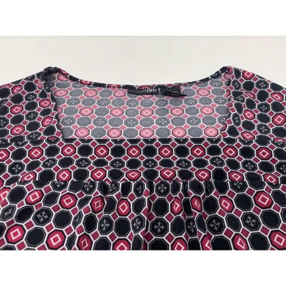 East 5th Black & Pink Geometric Pattern Long Sleeve Women's Top Size Medium - Picture 6 of 7